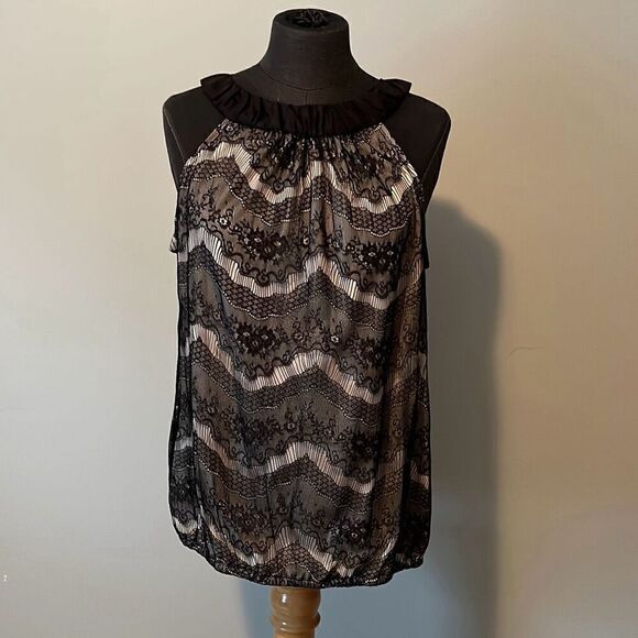 Wrapper Women's Lace Floral Lined Sleeveless Halter Top - Picture 1 of 8